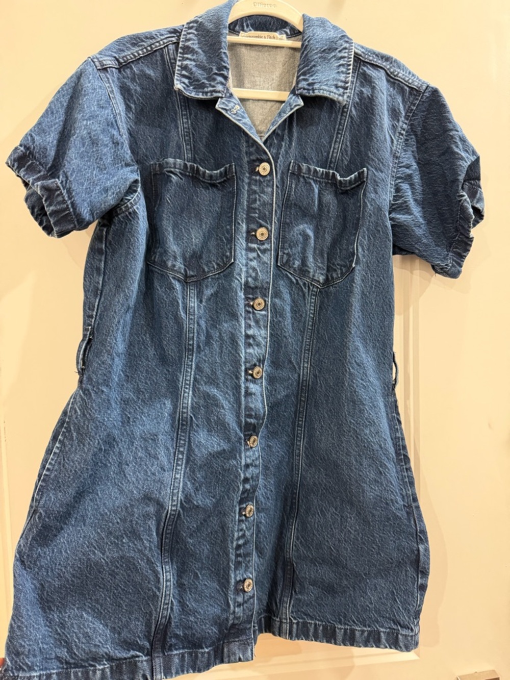 Abercrombie Denim Button-Front Short Sleeve Shirt Dress - Blue